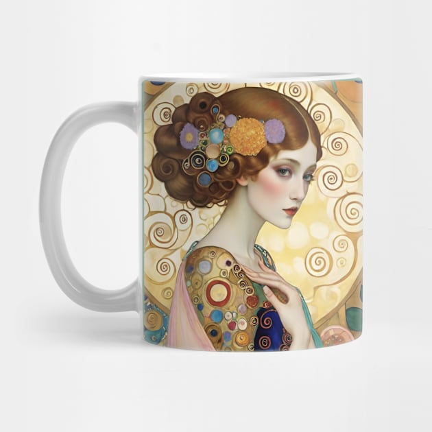 Gustav Klimt's Golden Reverie: Inspired Woman in Ethereal Splendor by FridaBubble